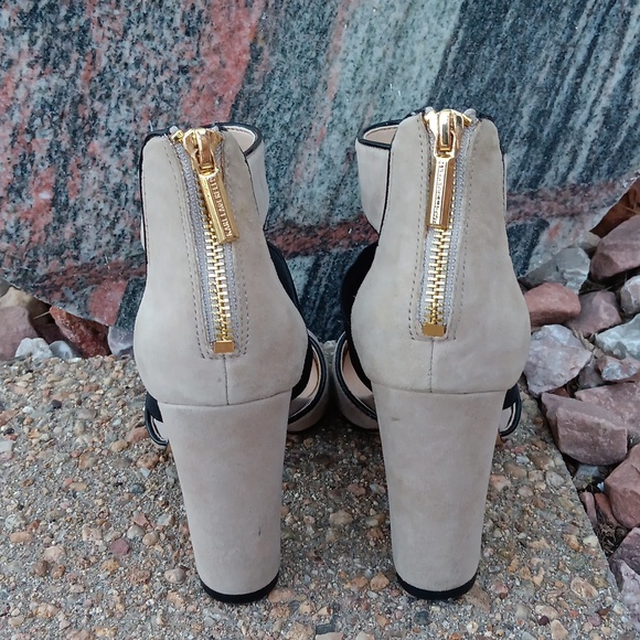 Karl Lagerfeld Rosalie cream suede & black heeled sandals womens 6 - Picture 4 of 10